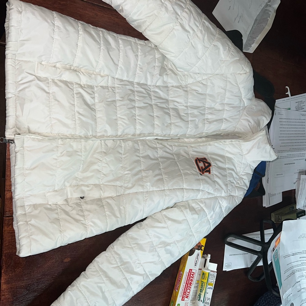 White Quilted Jacket with Logo